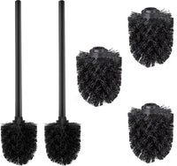 1 x RAW Customer Returns Toilet brush black set of 2 with 3 replacement brush heads, WAVEWO toilet brush with long stainless steel handle for bathroom, toilet brush replacement diameter 7 cm, matt black - RRP €23.18