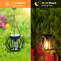 1 x RAW Customer Returns NEEMO Outdoor Solar Lanterns, 2 Pieces Metal Solar Garden Lights with LED Bulb, Auto on off Solar Garden Lamp with Hook and Chain for Terrace Lawn Balcony Garden Decoration - RRP €29.99