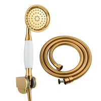 1 x RAW Customer Returns CIENCIA shower head brass hand shower high pressure shower head 1 2 inch gold hand shower with hose and shower shower holder, BS126F - RRP €29.99