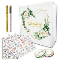 1 x RAW Customer Returns BARVERE Wedding Guest Book with Free Sticker Metallic Pens Ribbon, 120 Pages Wedding Photo Album, Wedding Guest Book Blank, Sticker Wedding Guest Book Personalized, Pens Wedding Guest Book - RRP €17.46