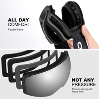 1 x RAW Customer Returns Odoland Ski Goggles Unisex for Men and Women Boys Frameless Snowboard Goggles with Magnetic Interchangeable Lens UV Protection Anti-Fog Snow Goggles Helmet Compatible Ski Goggles for Skiing Silver - RRP €39.42