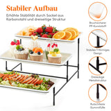 1 x RAW Customer Returns Lifewit 3 Tier Plastic Serving Tray for Party, 36 17cm Food Serving Platters, Reusable Trays with Sturdy Folding Stand for Vegetables, Fruits, Cookies, Dessert, Black - RRP €27.42