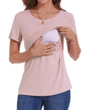 1 x RAW Customer Returns Sosolism Maternity Nursing Top with Short Sleeves Pregnancy Clothes for Breastfeeding T Shirts for Pregnant Women - RRP €39.99