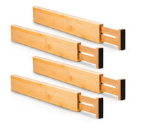 1 x RAW Customer Returns Utoplike 4pcs Bamboo Drawer Dividers, Adjustable Organizers, Spring Loaded, Works in Drawer for Clothes, Small Tools, Utensils, in Bathroom, Bedroom, Kitchen - RRP €29.5