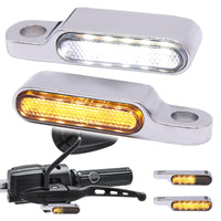 1 x RAW Customer Returns JMTBNO Motorcycle Turn Signal LED Chrome Lights Running Light Daytime Running Light Motorcycle Handlebar Mini Indicator Lamp Amber White 12V Compatible with Harley Dyna Sportster 883 XL1200 Road King Softail - RRP €22.18