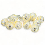 1 x RAW Customer Returns LED fairy lights with 10 warm white LEDs, 1 meter long, battery operated Moroccan balls, silver  - RRP €9.97