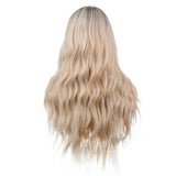 1 x RAW Customer Returns Wig Blonde for Women Long Curly Wavy Synthetic Hair Wig for Women Girls Middle Part Fashion Super Natural Wig VD066 - RRP €27.99