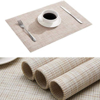 1 x RAW Customer Returns NEWLIUXI Placemats Set of 4 , Non-Slip Washable Placemats, PVC Wearproof Heat-Resistant Placemats, Dirt-Repellent and Washable, Place Mats for Kitchen Dining Table Beige  - RRP €11.09