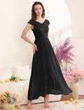 1 x RAW Customer Returns DRESSTELLS evening dresses women elegant for wedding lace dress chiffon bridesmaid dress bridesmaid dress long graduation dress ball gown beach dress Black S - RRP €62.99