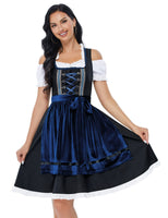 1 x RAW Customer Returns Clearlove Dirndl ladies midi 3-piece traditional dress for Oktoberfest, Carnival, THREE pieces dress, blouse, apron REUSEABLE packaging , blue-1, XXL - RRP €69.99