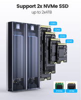 1 x RAW Customer Returns ORICO Dual-Bay M.2 NVMe SSD Enclosure, USB C to M2 Adapter for M Key PCIe 2230 224 2260 2280 M.2 SSDs, Tool-Free Installation Aluminum M2 External Case Support Trim and UASP up to 2x4TB-BM2-2N - RRP €64.33