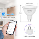 1 x RAW Customer Returns DiCUNO 5W GU5.3 smart lamp, MR16 RGB CCT Alexa light bulb WiFi, dimmable warm to cold white, multicolor, replaces 40W halogen, 2700K-6500K, compatible with Alexa Echo, Google Home, 320LM, 12V, set of 4 - RRP €39.13