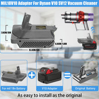 1 x RAW Customer Returns Adapter for Dyson V10, for Milwaukee 18V battery Compatible for Dyson V10 Vacuum Cleaner, V10 Animal, V10 Absolute, V10 Absolute , V10 Fluffy, V10 Motorhead, V10 Total Clean vacuum cleaner, 968670, 229687 - RRP €39.31