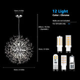 1 x RAW Customer Returns Vikaey Modern Dandelion Crystal Chandelier, Fireworks Sputnik, Chandelier for Bedroom Kitchen Living Room Restaurant Bar 9 Lights, Chrome  - RRP €98.35