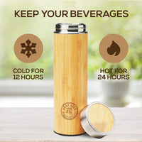 1 x RAW Customer Returns LeafLife tea bottle with strainer to go - 500ml tea infuser made of bamboo - tea bottle to go for tea leaves coffee - keeps hot cold for 12 hours - tea gift - mom gift - RRP €19.16