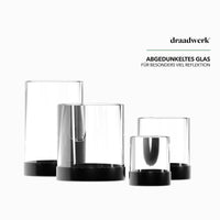 1 x RAW Customer Returns draadwerk candle holder Set of 4 table decoration lanterns Tealight glasses Powder-coated metal darkened glass For home balcony Atmospheric ambience Black Black  - RRP €30.16