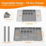 1 x RAW Customer Returns iDavosic.ly Cutlery Tray for Drawers, Expandable Cutlery Insert for Drawers Cutlery 0rganizer Kitchen, Adjustable Cutlery Holder Cutlery Spoon Forks Plastic Knives, Gray - RRP €20.16