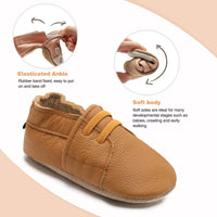 1 x RAW Customer Returns HMIYA Soft Leather Crawling Shoes Baby Shoes First Walker Shoes with Suede Soles for Boys and Girls 0-6 Months 6-12 Months 12-18 Months 18-24 Months 12-18 Months Brown  - RRP €23.18