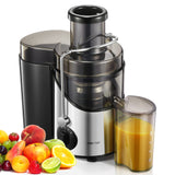 1 x RAW Customer Returns HOUSNAT Juicer Vegetables and Fruits, Max 800W Juicer Machine made of stainless steel with 3 speed levels, 65mm large mouth feed chute centrifugal juicer, easy to clean, BPA-free, 400W - RRP €48.59