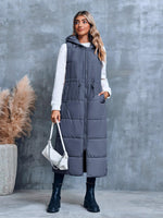 1 x RAW Customer Returns Fessceruna Women s Hooded Vest Sleeveless Long Quilted Vest Winter Transition Vest with Pockets - RRP €56.02