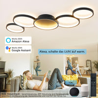 1 x RAW Customer Returns BAYHT Smart LED Ceiling Lamp Compatible with Alexa App Google Home 50W 9500LM Round Black Ceiling Lamp LED Dimmable with Remote Control, 3000K-6500K Alexa Ceiling Light for Bedroom Living Room 100CM - RRP €161.34