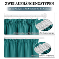 1 x RAW Customer Returns PONY DANCE Opaque curtains, heat-insulating ruffle tape, set of 2, H 175 x W 140 cm, ruffle tape curtains, opaque bedroom blackout curtain for rails, teal blue - RRP €30.16