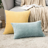 1 x RAW Customer Returns MIULEE Set of 2 cushion covers, corduroy cushion cover, decorative cushion cover, sofa cushion, couch cushion, decorative cushion cover, decorative cushion cover with hidden zip, 45 x 45 cm, blue and white - RRP €18.65