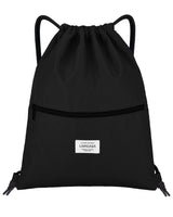 1 x RAW Customer Returns LIVACASA Gym Bag With Zipper Inside Pocket Sports Bag Waterproof Hipster Bag Side Pocket Gym Bag Lined Backpack With Adjustable Drawstring Gymsack for Women Men Pure Black - RRP €18.99