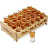 1 x RAW Customer Returns Shot Glasses Set 0.5 oz 15ml Cocktail Holder and Shot Glass Mini 24 pcs. Drinks Serving Board Organizer 24 Holes with Clear Crystal Glass for Schnapps Shots Whiskey Brandy Vodka Rum Home Party Bar - RRP €36.52