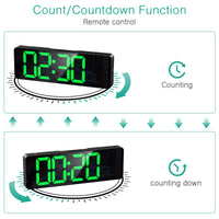 1 x RAW Customer Returns ORIA Digital Alarm Clock, 13 LED Wall Clock, Digital Modern Table Clock with Remote Control, Date Time Temperature, Brightness Dimmer, Timer, 2 Alarms, USB Cable - Green - RRP €27.22