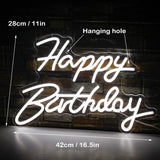 1 x RAW Customer Returns SIGNSHIP Happy Birthday Neon Sign White LED Neon Light for Wall Decoration USB Power Letter Neon Sign for Home Bedroom Bar Club Birthday Party Decoration Birthday Gift  - RRP €35.4