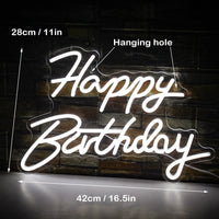 1 x RAW Customer Returns SIGNSHIP Happy Birthday Neon Sign White LED Neon Light for Wall Decoration USB Power Letter Neon Sign for Home Bedroom Bar Club Birthday Party Decoration Birthday Gift  - RRP €34.73