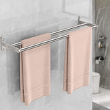 1 x RAW Customer Returns YUMORE Double Towel Rack 60CM 24IN Stainless Steel Bathroom Towel Rack 2 Arm Towel Holder Wall Towel Organizer for Bathroom Kitchen Toilet, Brushed - RRP €29.99