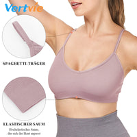 1 x RAW Customer Returns Vertvie women s 2 3 4 pack basic comfortable bra sports spaghetti strap bralette without underwire seamless padded with spaghetti bra top low support bra EU S Tag M, black white light grey purple  - RRP €36.29