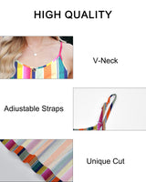 4 x Brand New AUSELILY Summer Dresses for Women Sleeveless V-Neck Summer Dress Loose Casual Spaghetti Strap Dress with Pockets Rainbow Stripes 2XL - RRP €108.92