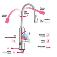 1 x RAW Customer Returns HOGART Electric tap with instantaneous water heater 230v for kitchen, garden, bathroom, caravan, camping, 2 attachments, smart heater, fitting with instant water heater, hot water tap, water boiler - RRP €55.78