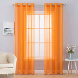 1 x RAW Customer Returns MIULEE Set of 2 Voile Curtains with Eyelets Made of Voile Polyester Eyelet Curtain Transparent Living Room Airy Decorative Curtain for Bedroom Orange 245 x 140 cm H x W , Grommet Top - RRP €29.69