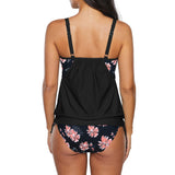 1 x RAW Customer Returns Durio Tankini for Women Slimming Tankini Sexy with Bikini Briefs Two-Piece Tankini Top Push Up Swimwear Swimsuit Black with Pink Flowers 40 Tag Size L  - RRP €32.26