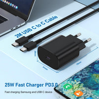 7 x RAW Customer Returns 2-Pack USB C Charger, Fast Charger Samsung 25w with 2M Cable, USB C Charging Cable with Power Adapter, Type C Fast Charger, Fast Charger for Samsung Galaxy S23 S22 S21 S20 10,Ultra, A53 5g,A52 Black  - RRP €134.05