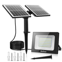 1 x RAW Customer Returns MEIHUA solar lamps for outside, solar floodlights for outside 60 LED 6500K solar floodlights, solar spotlights, IP66 waterproof, automatic day and night light for garage, sports field, backyard garden - RRP €22.99