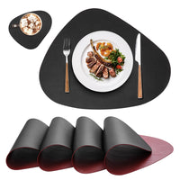 1 x RAW Customer Returns Washable placemats and coasters, wipe-clean leather placemats, heat-resistant double-sided placemats, set of 4, non-slip placemats, faux leather black and red . - RRP €20.05