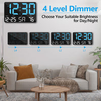 1 x RAW Customer Returns SZELAM Digital Clock Large Display, 11.5 Digital Wall Clock with Radio Remote Control, LED Oversized Wall Clock with Date Temp, 12 24H, Snooze Alarm Clock for Home Bedroom Office Gym, With Adapter - RRP €40.32