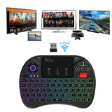 1 x RAW Customer Returns Rii Mini Keyboard with Touchpad, Smart TV Keyboard, 2.4 GHz Wireless Keyboard with 8 Color Backlight and Scroll Wheel German, Black - RRP €16.33