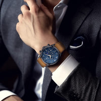 1 x RAW Customer Returns BY BENYAR Watches Men Wristwatch Men Chronograph Analog Quartz Waterproof Brown Leather Strap Men s Watch Luminous Date Fashion Casual Business Dress Watches Elegant Gift for Men - RRP €37.39