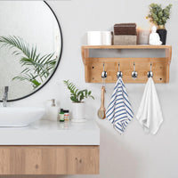 3 x Brand New Akloya Set of 2 Coat Hooks with Wall Shelf, Wall Mounted Coat Rack, Wall Hanging Shelf with 4 Double Metal Hooks for Bathroom, Bedroom, Kitchen, Living Room, Mudroom - RRP €80.97