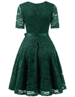 1 x RAW Customer Returns DRESSTELLS Women s Dresses Lace Dress Elegant Cocktail Dress for Wedding Formal Ball Gown Bridesmaid Dresses Knee-Length Evening Dresses DarkGreen L - RRP €49.99