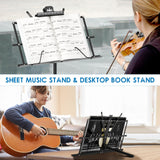 1 x RAW Customer Returns K KASONIC Music Stand, Kasonic 2 in 1 Dual-use Folding Music Stand and Desktop Book Stand, Portable and Lightweight with Sheet Music Clip Holder - RRP €19.58