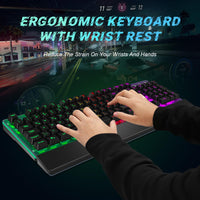 4 x RAW Customer Returns RaceGT Gaming Keyboard, LED Gaming Keyboard Wrist Rest Keyboard Gaming Illuminated Full Size Gaming Keyboard for Work PC Computer Gamer Laptop Xbox German Layout QWERTZ - RRP €84.68