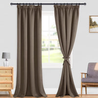 1 x RAW Customer Returns DWCN Curtain Opaque with Gathering Tape Blackout Curtains Set of 2 H 245 x W 140 cm Heat-Insulating Thermal Curtain for Bedroom Living Room, Khaki - RRP €38.99