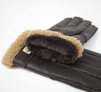 1 x RAW Customer Returns YISEVEN Men s Winter Shearling Sheepskin Leather Gloves Warm Fur Cuff Thick Wool Lined and Rugged Heated for Winter Cold Weather Dress Driving Work Xmas Gifts, Oak Brown Brown S M - RRP €34.3